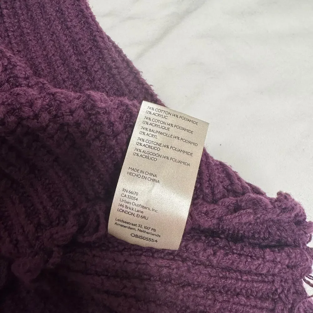 Free People Hunny Bunny Crop Sweater Women’s Large Purple Boho Dark Feminine - Picture 9 of 15